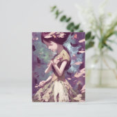 Vrouw met Briefkaart Butterflies (Staand voorkant)