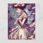 Vrouw met Briefkaart Butterflies (Voorkant)