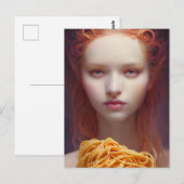 Vrouw met Briefkaart van spaghetti (Voorkant / Achterkant)