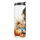  VROUW MET BRUIN HAAR & HERFST POMPOENEN THERMOSBEKER (Gedraaid links)