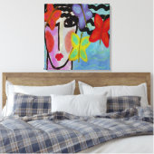 Vrouw met Butterflies Abstract digitaal schilderen Canvas Afdruk (Insitu (Slaapkamer))