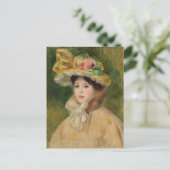 Vrouw met capeline door Pierre Auguste Renoir Briefkaart (Staand voorkant)