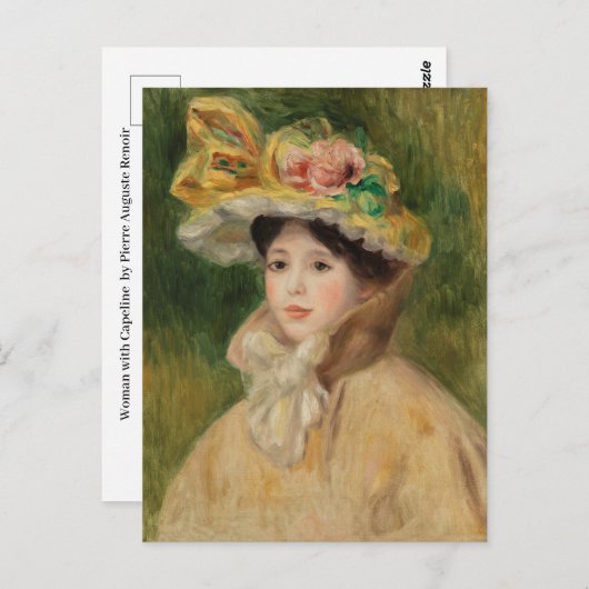 Vrouw met capeline door Pierre Auguste Renoir Briefkaart (Voorkant / Achterkant)