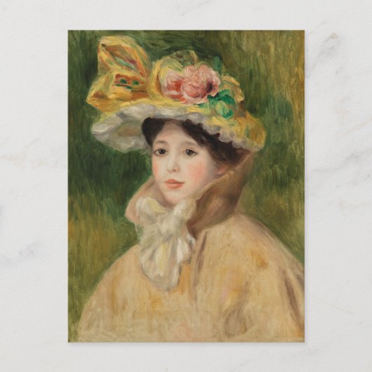 Vrouw met capeline door Pierre Auguste Renoir Briefkaart (Voorkant)