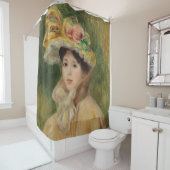 Vrouw met capeline door Pierre Auguste Renoir Douchegordijn (In situ)