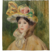 Vrouw met capeline door Pierre Auguste Renoir Douchegordijn (Voorkant)