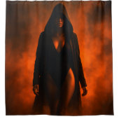 vrouw met capuchon douchegordijn (Voorkant)