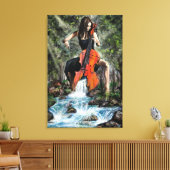 Vrouw met cello in de natuur canvasprint - Schilde Canvas Afdruk (Insitu (Woonkamer))