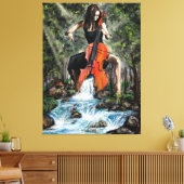 Vrouw met cello In Natuur Canvas Print - Schilderi (Insitu (Woonkamer))