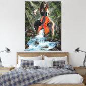 Vrouw met cello In Natuur Canvas Print - Schilderi (Insitu (Slaapkamer))