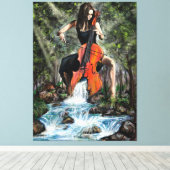 Vrouw met cello In Natuur Canvas Print - Schilderi (Insitu (Houten vloer))