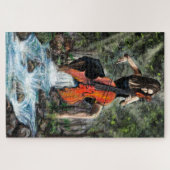 Vrouw met cello In Natuur Puzzel - Schilderen Legpuzzel (Horizontaal)