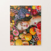 Vrouw met citrusvruchten en bloemenguirlande legpuzzel (Verticaal)