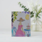 Vrouw met cupcake collage briefkaart (Staand voorkant)