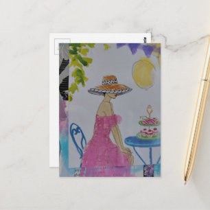 Vrouw met cupcake collage briefkaart