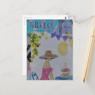 Vrouw met cupcakes Griekenland collage Briefkaart