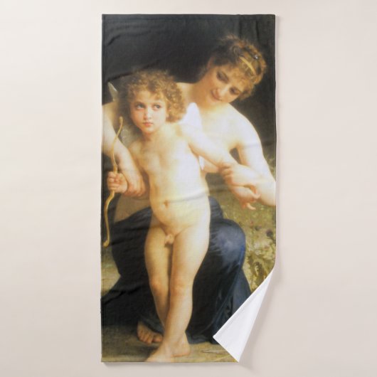 Vrouw met Cupid, Bouguereau Badhanddoek (Badhanddoek)