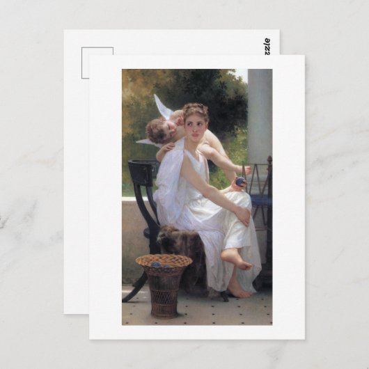 Vrouw met Cupid, Bouguereau Briefkaart (Voorkant / Achterkant)