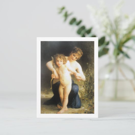 Vrouw met Cupid, Bouguereau Briefkaart (Staand voorkant)