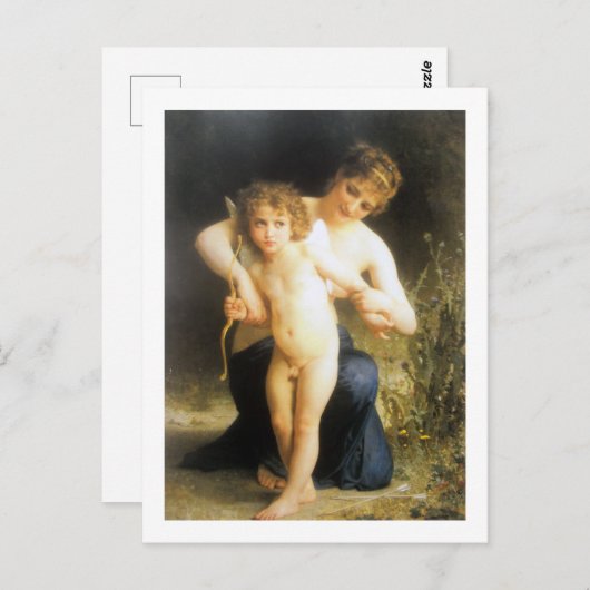 Vrouw met Cupid, Bouguereau Briefkaart (Voorkant / Achterkant)