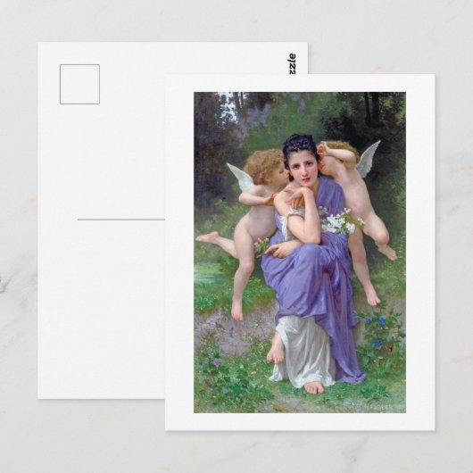 Vrouw met Cupid, Bouguereau Briefkaart (Voorkant / Achterkant)