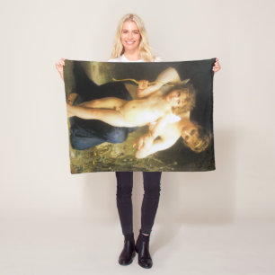 Vrouw met Cupid, Bouguereau Fleece Deken