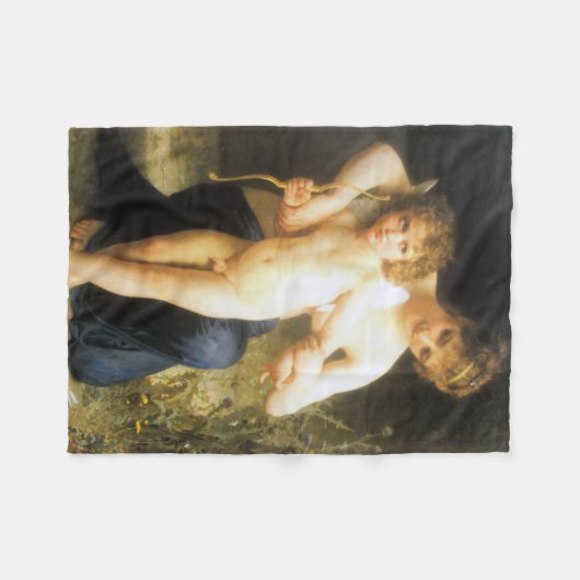 Vrouw met Cupid, Bouguereau Fleece Deken (Voorkant (Horizontaal))