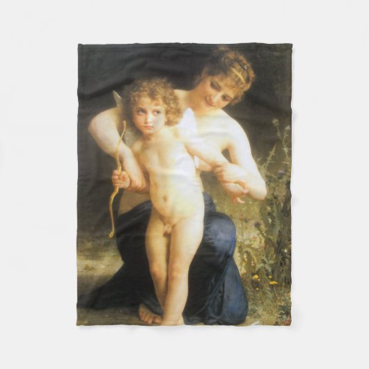 Vrouw met Cupid, Bouguereau Fleece Deken (Voorkant)