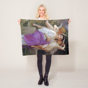 Vrouw met Cupid, Bouguereau Fleece Deken