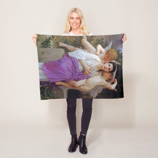 Vrouw met Cupid, Bouguereau Fleece Deken (In situ)