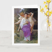 Vrouw met Cupid, Bouguereau Kaart (Gele Bloem)
