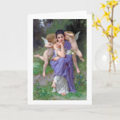 Vrouw met Cupid, Bouguereau Kaart (Gele Bloem)