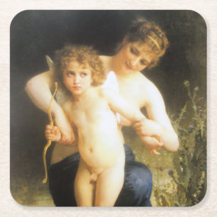 Vrouw met Cupid, Bouguereau Kartonnen Onderzetters