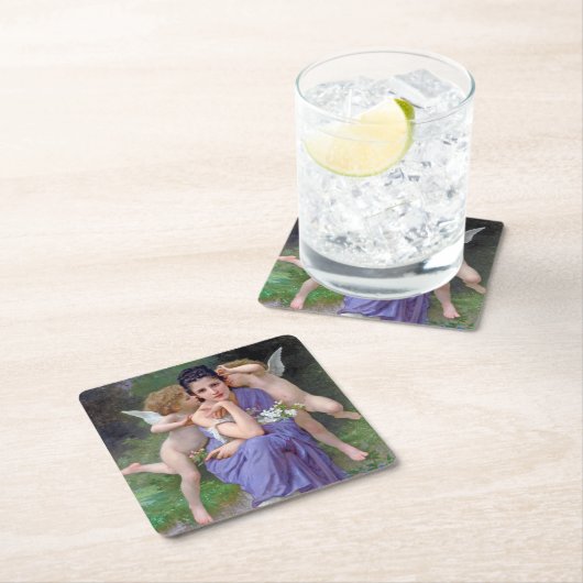 Vrouw met Cupid, Bouguereau Kartonnen Onderzetters (Insitu)