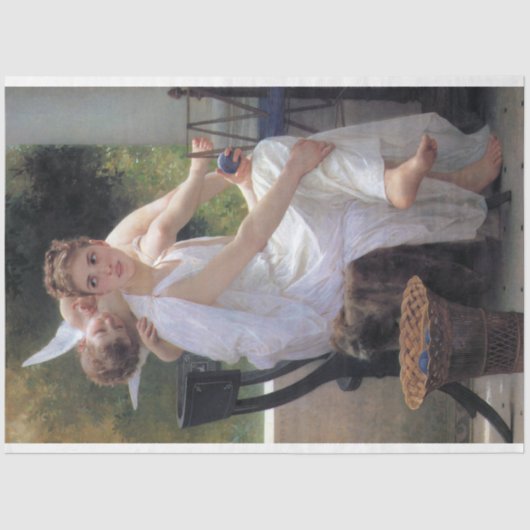 Vrouw met Cupid, Bouguereau Tissuepapier (Voorkant)