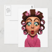 Vrouw met curlers briefkaart (Voorkant / Achterkant)