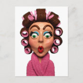 Vrouw met curlers briefkaart (Voorkant)