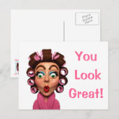 Vrouw met curlers briefkaart (Voorkant / Achterkant)