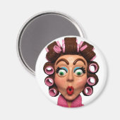 Vrouw met curlers magneet (Voorkant / Achterkant)