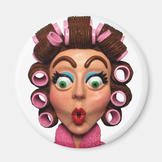 Vrouw met curlers magneet (Voorkant)