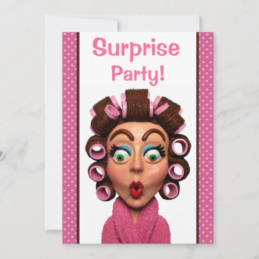 Vrouw met curlers Ondernemingsfeestje Kaart (Voorkant)