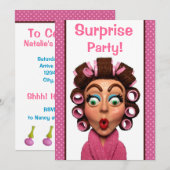 Vrouw met curlers Ondernemingsfeestje Kaart (Voorkant / Achterkant)