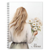 Vrouw met Daisy boeket Notitieboek (Voorkant)