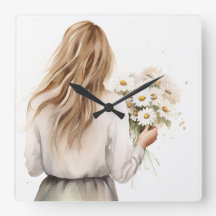 Vrouw met Daisy boeket