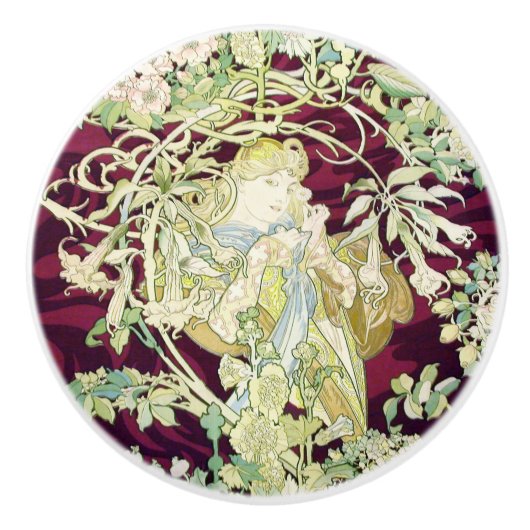 vrouw met Daisy Keramische Knop (Voorkant)