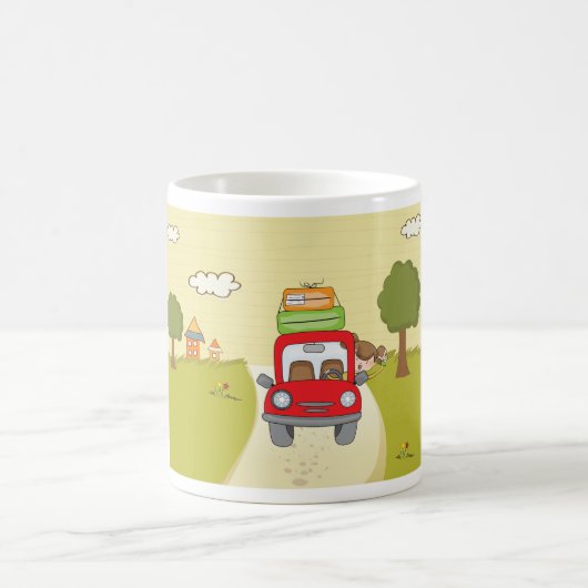 Vrouw met de auto koffiemok (Center)