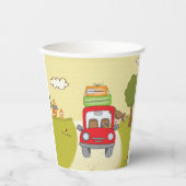Vrouw met de auto papieren bekers (Voorkant)