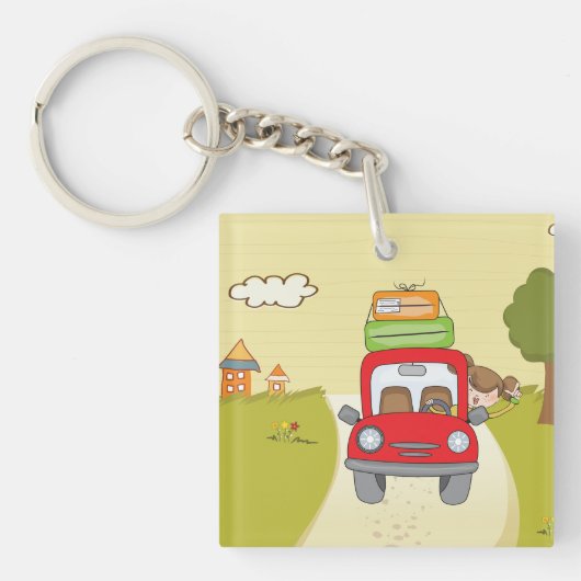 Vrouw met de auto sleutelhanger (Voorkant)