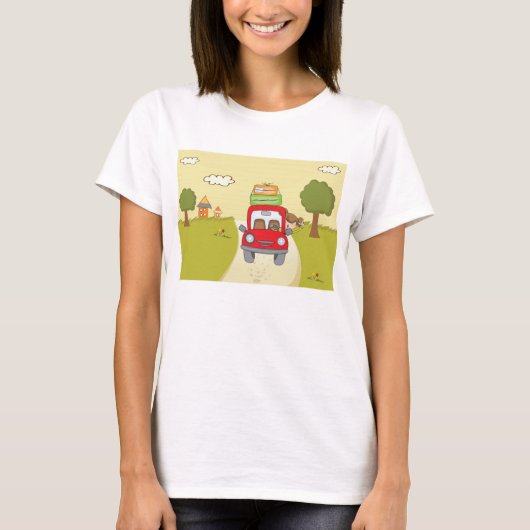 Vrouw met de auto t-shirt (Voorkant)