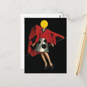 Vrouw Met de Gele Cirkel Als Hoofd Surrealistisch  Briefkaart